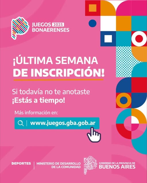 ¡Última semana para inscribirte a los Juegos Bonaerenses 2025!