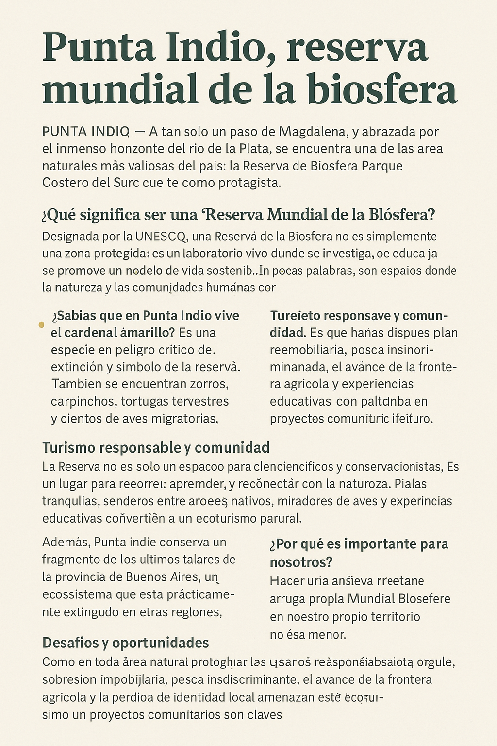 🌿 Punta Indio: una joya natural reconocida como Reserva Mundial de la Biósfera