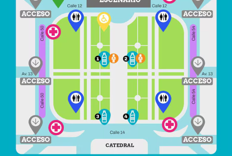 Escenario principal del 143° aniversario de La Plata en Plaza Moreno durante los shows musicales