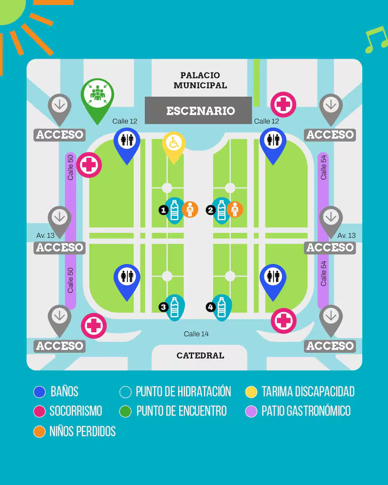 Escenario principal del 143° aniversario de La Plata en Plaza Moreno durante los shows musicales