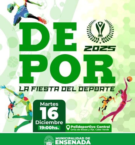 Acto de entrega de los Premios Depor 2025 en Ensenada con deportistas y referentes del deporte local.