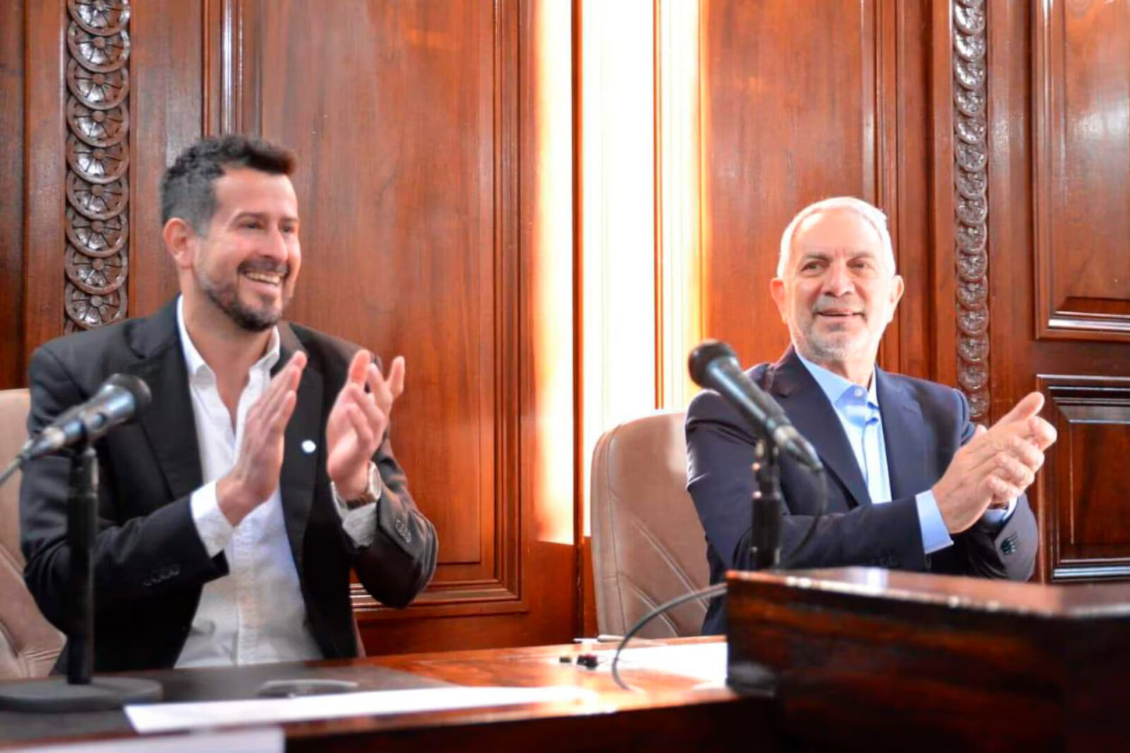 Julio Alak y Marcelo Galland durante la presentación del Código de Ordenamiento Urbano en La Plata