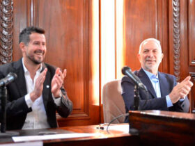 Julio Alak y Marcelo Galland durante la presentación del Código de Ordenamiento Urbano en La Plata