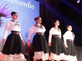 Delegación del Taller de Danzas Nativas Municipal de Brandsen participando del Festival Nacional del Folklore en Cosquín, Córdoba.