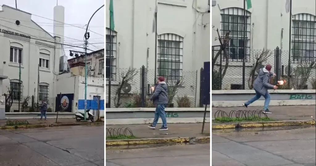 Video: así fue el ataque con una bomba molotov al Concejo Deliberante de Berisso