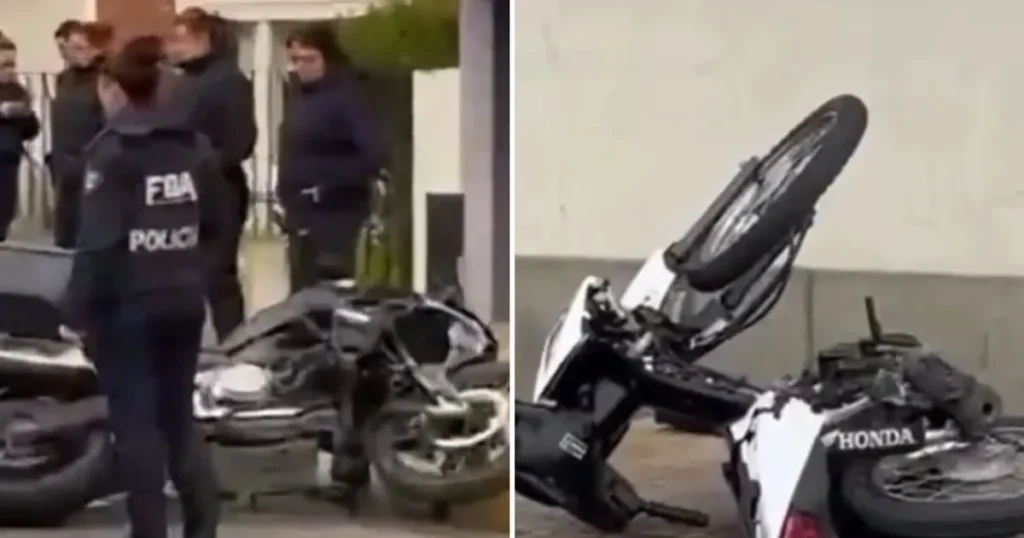 Video: un policía de Ensenada chocó con otra moto mientras acudía ante una denuncia que resultó ser falsa