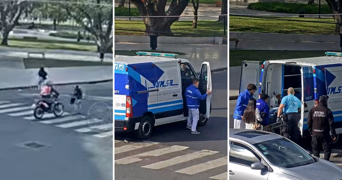 Video: una mujer de 71 años fue atropellada por una moto en Plaza San Martín y el conductor escapó